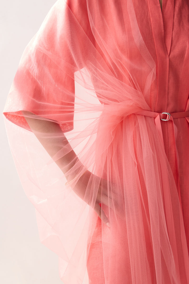 Eureka Linen Dress with Tulle scalf