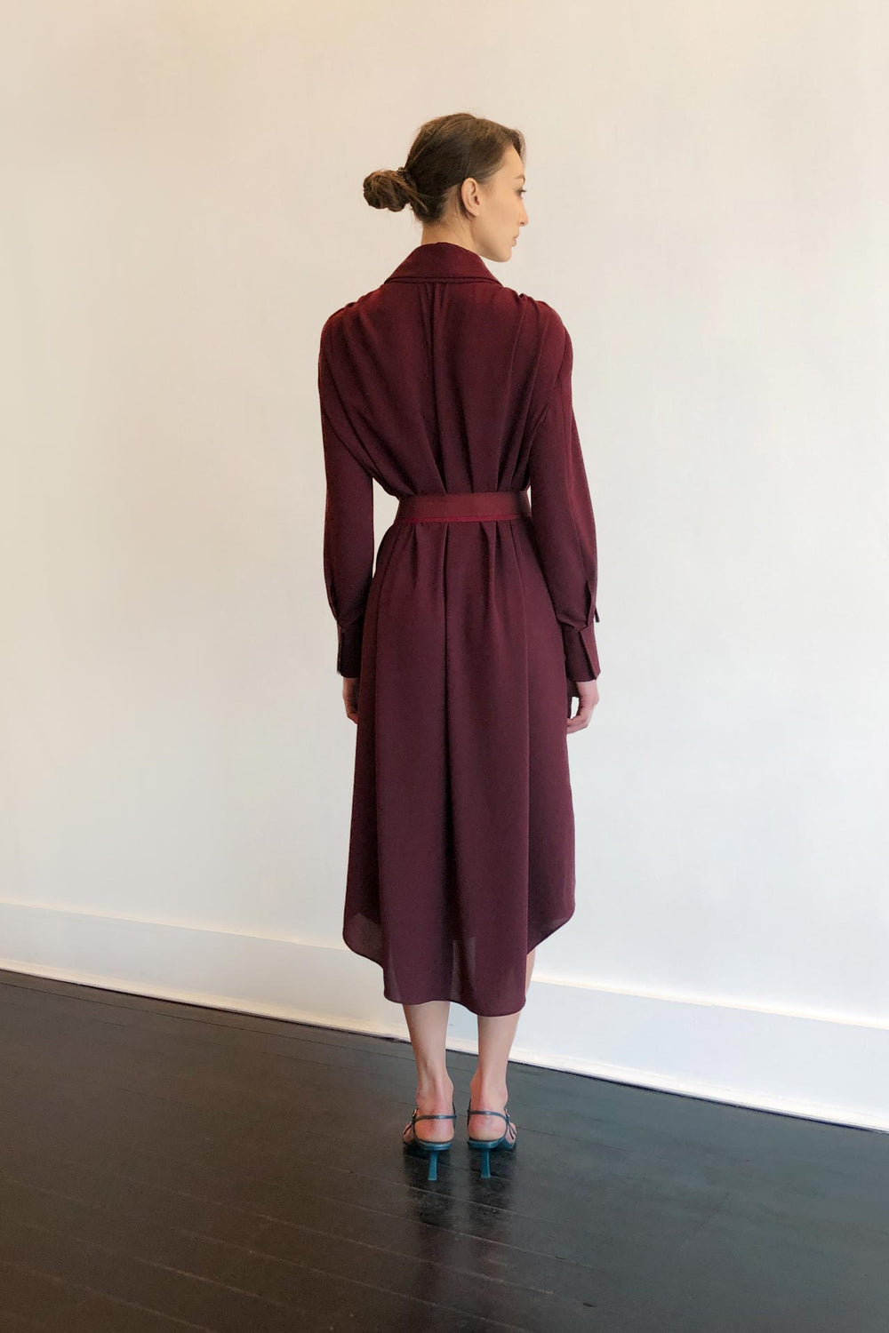 Fashion Designer CARL KAPP collection | Pheasant Onesize Fits All cocktail dress with sleeves Maroon | Sydney Australia