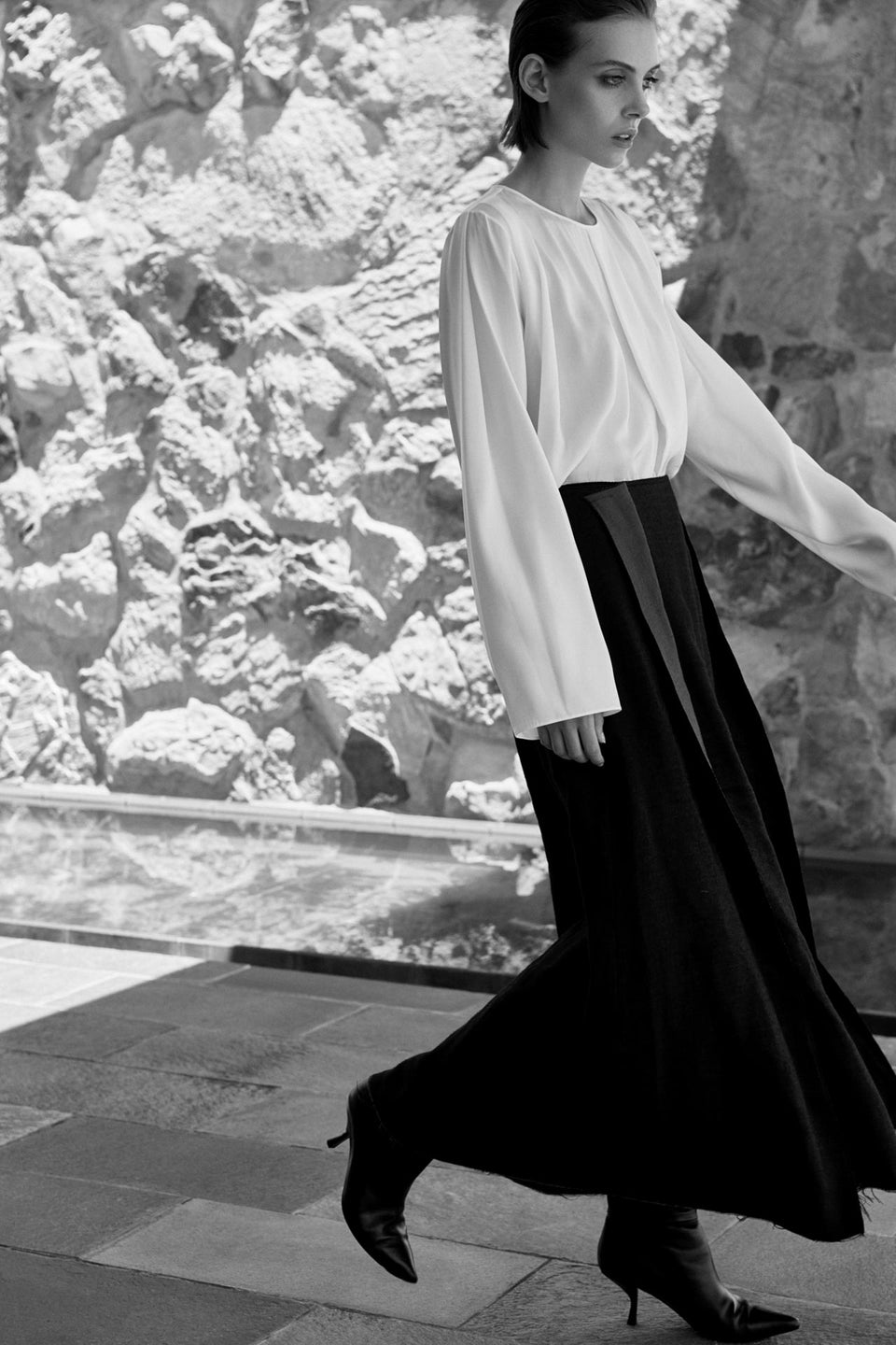 CARL KAPP AW2019 collection in Sydney Australia | Puffin White Silk Top, Rosella Skirt