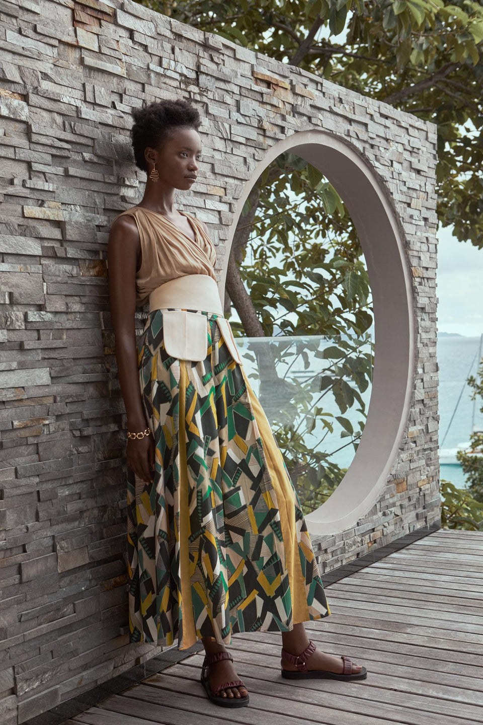 CARL KAPP SS2020 collection in Seychelles Six Senses Zil Pasyon | Claudine top, Reef skirt