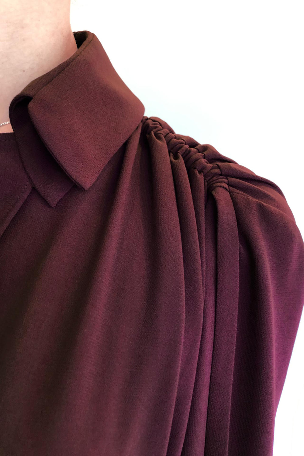 Fashion Designer CARL KAPP collection | Pheasant Onesize Fits All cocktail dress with sleeves Maroon | Sydney Australia