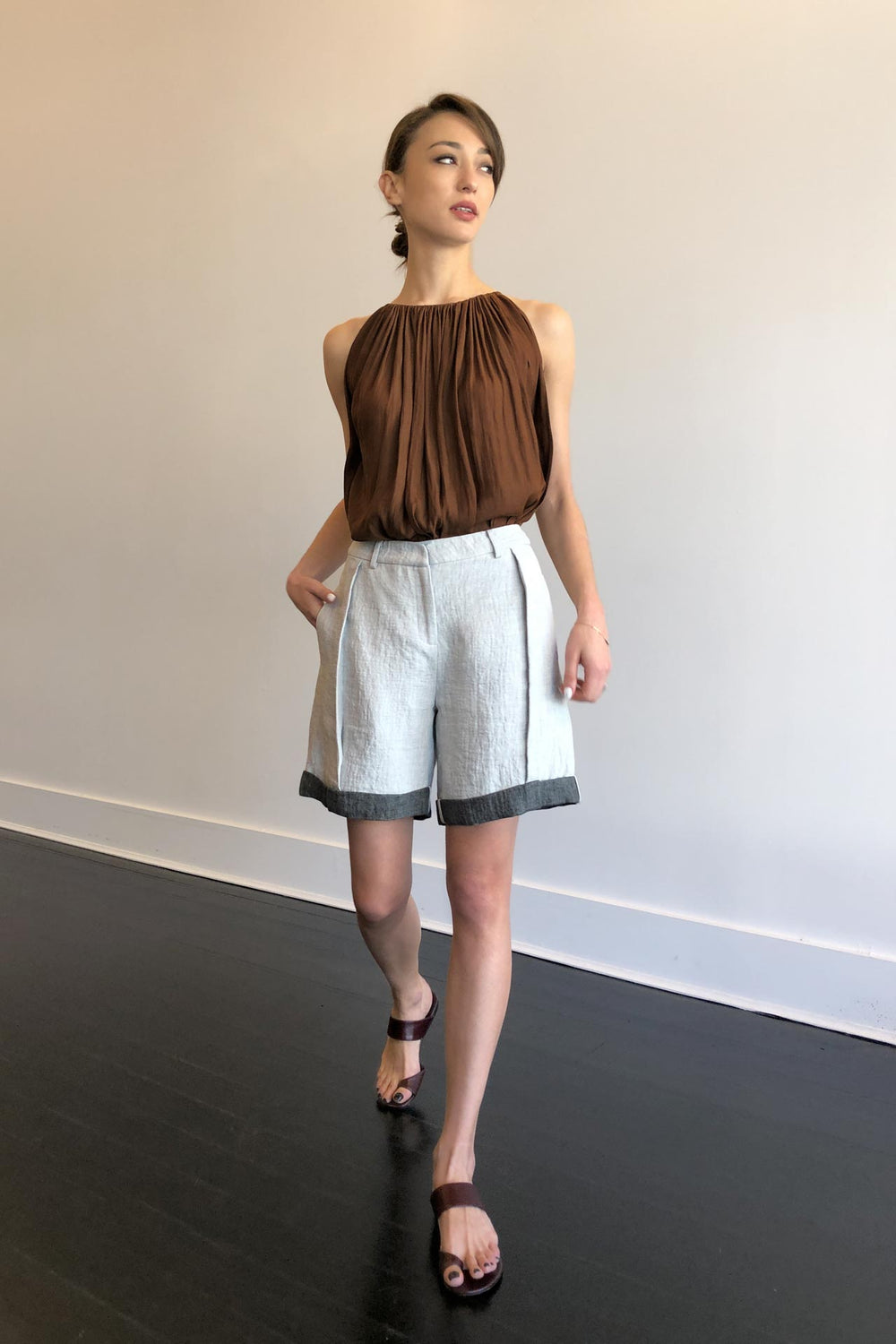 Fashion Designer CARL KAPP collection | Mila Onesize Fits All cocktail Top Brown | Sydney Australia