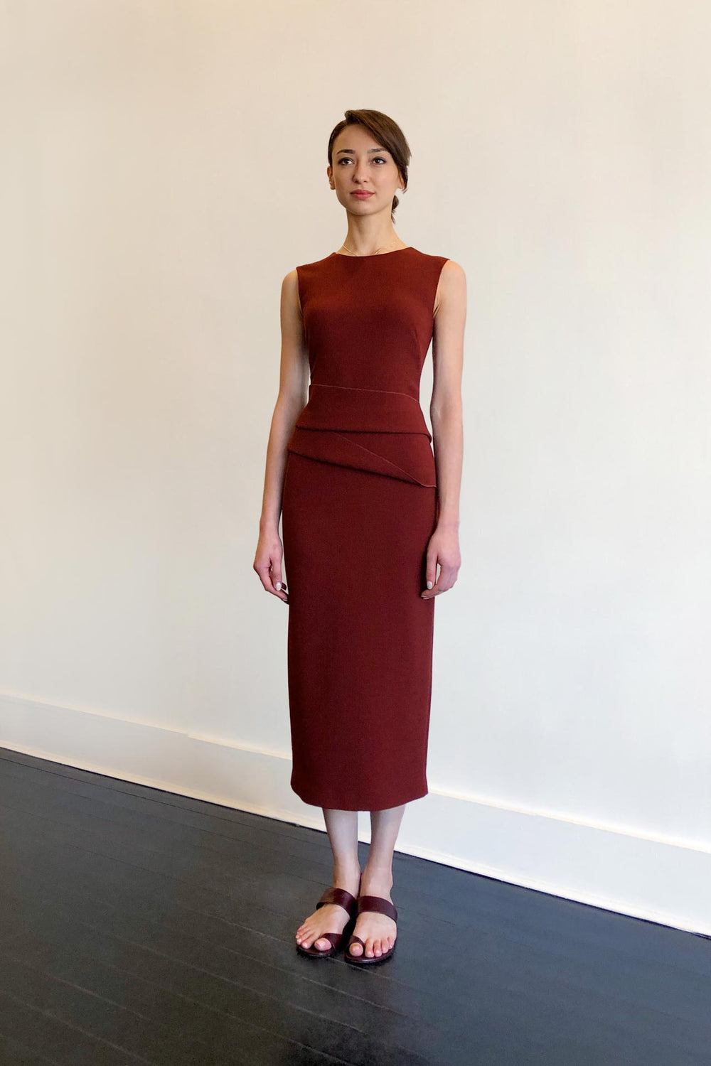 Fashion Designer CARL KAPP collection | Luna structured wool crepe dress Red | Sydney Australia