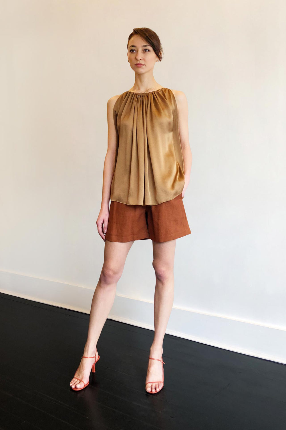 Fashion Designer CARL KAPP collection | Mila Onesize Fits All cocktail Silk Top Gold | Sydney Australia