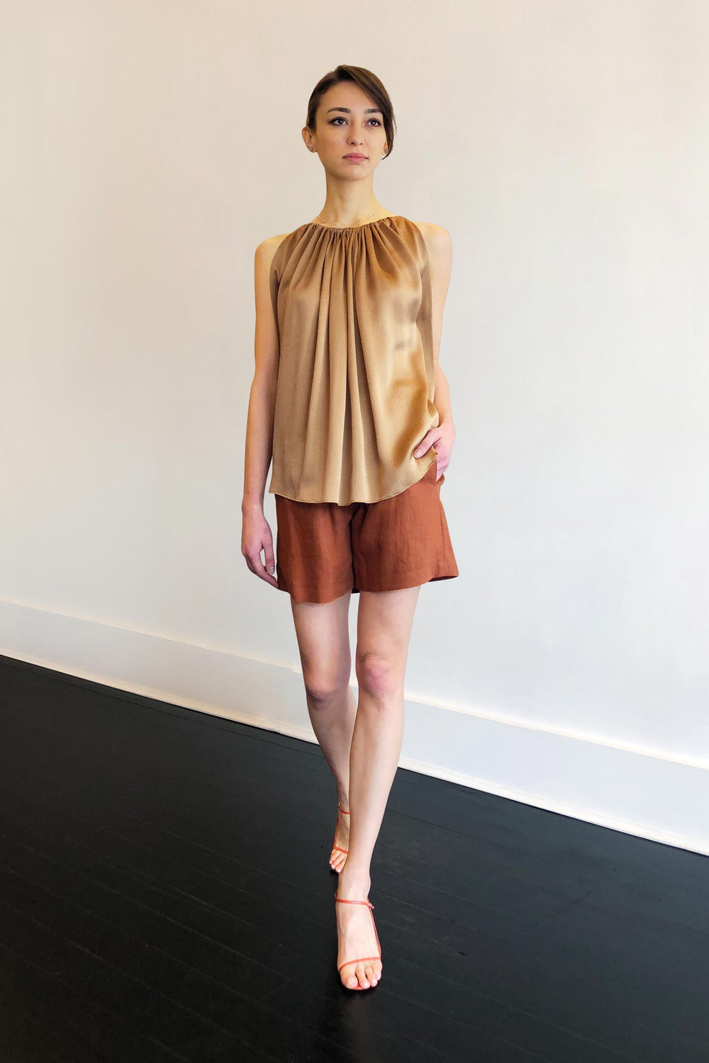 Fashion Designer CARL KAPP collection | Mila Onesize Fits All cocktail Silk Top Gold | Sydney Australia