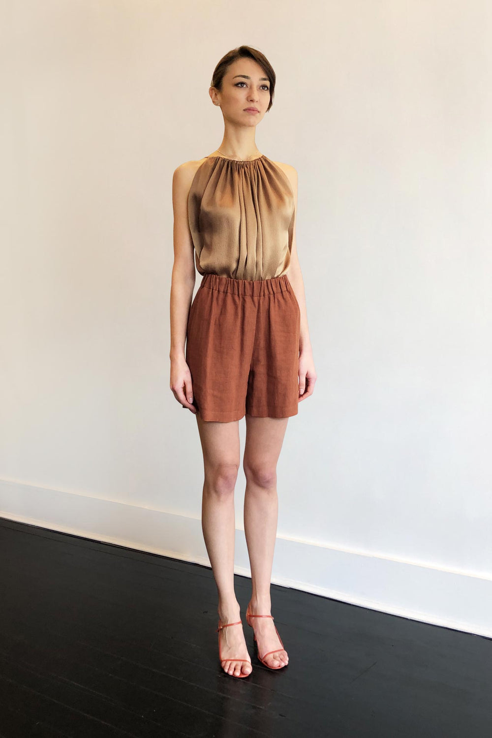 Fashion Designer CARL KAPP collection | Nano Brown Copper Linen Shorts | Sydney Australia