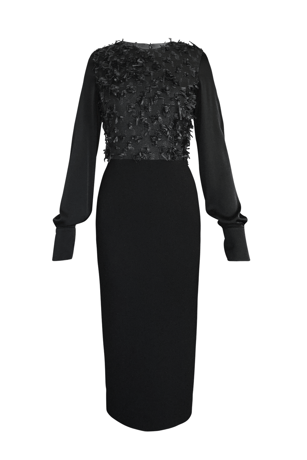 Fashion Designer CARL KAPP collection | Onyx structured cocktail dress with sleeves Black | Sydney Australia