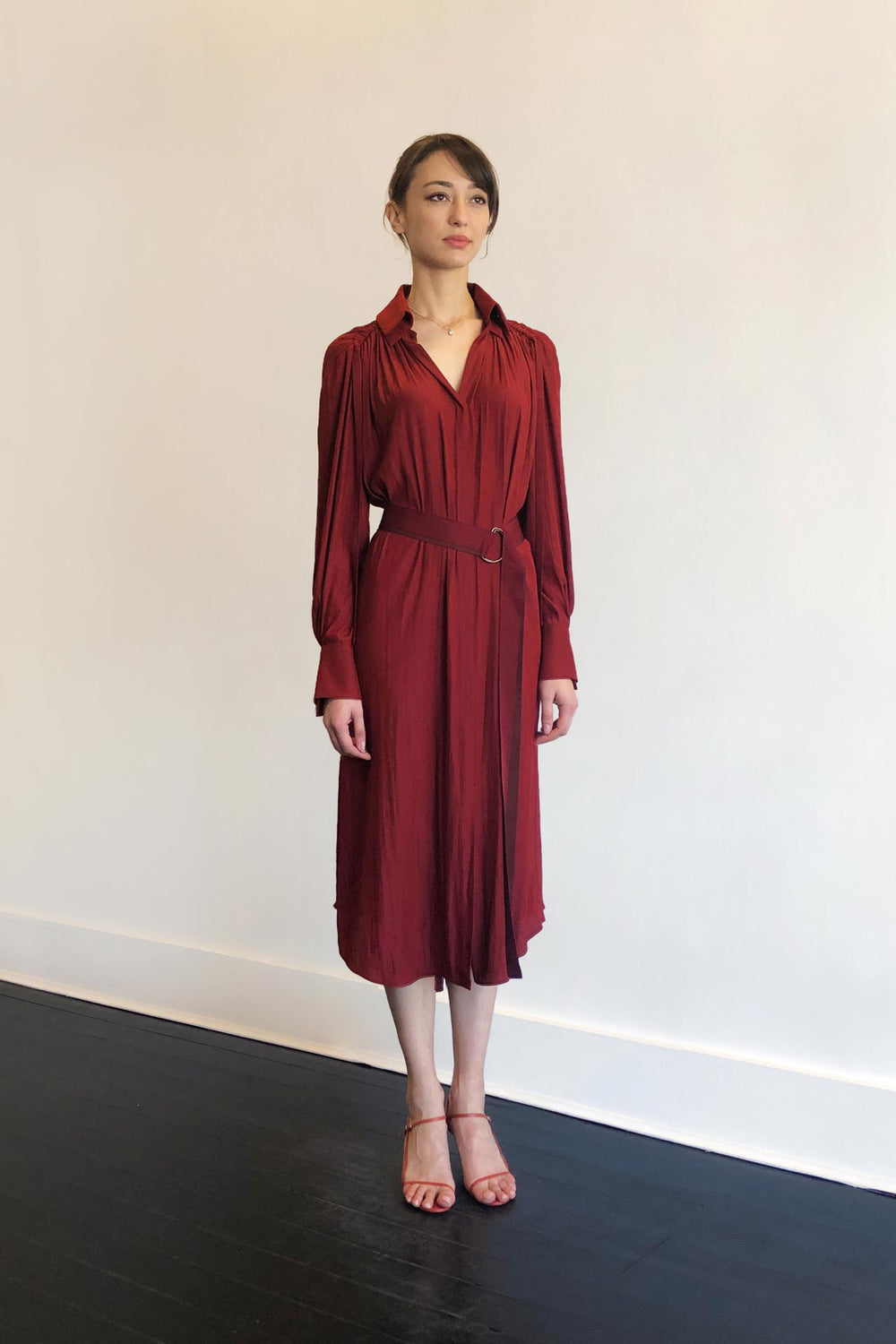 Fashion Designer CARL KAPP collection | Pheasant Onesize Fits All cocktail dress with sleeves Red | Sydney Australia